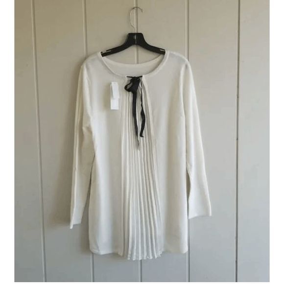 SOFT SURROUNDINGS Pleated Ecru Ivory Reserva Sweater Tunic, Size Medium, MP $90 - Picture 1 of 11